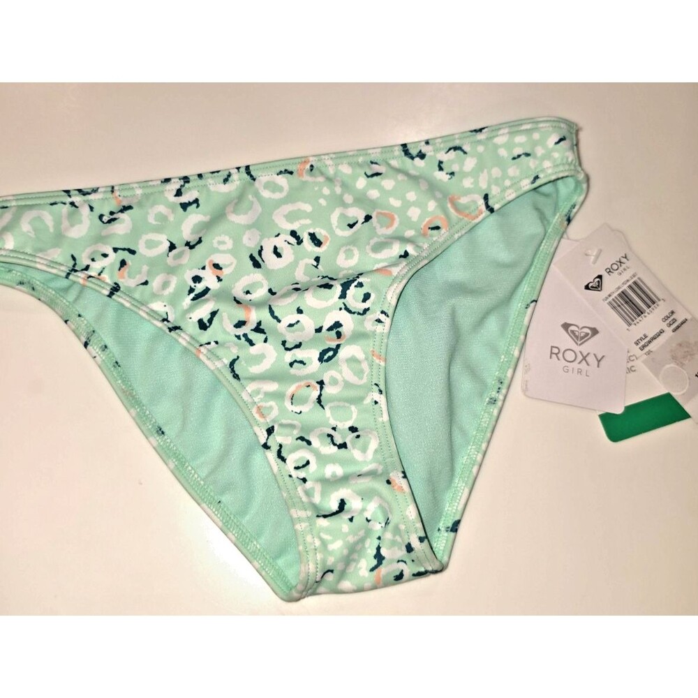 NWT Roxy GIRL'S size 12 Large Fun With Love Lycra Blue Green Beach Bottoms
